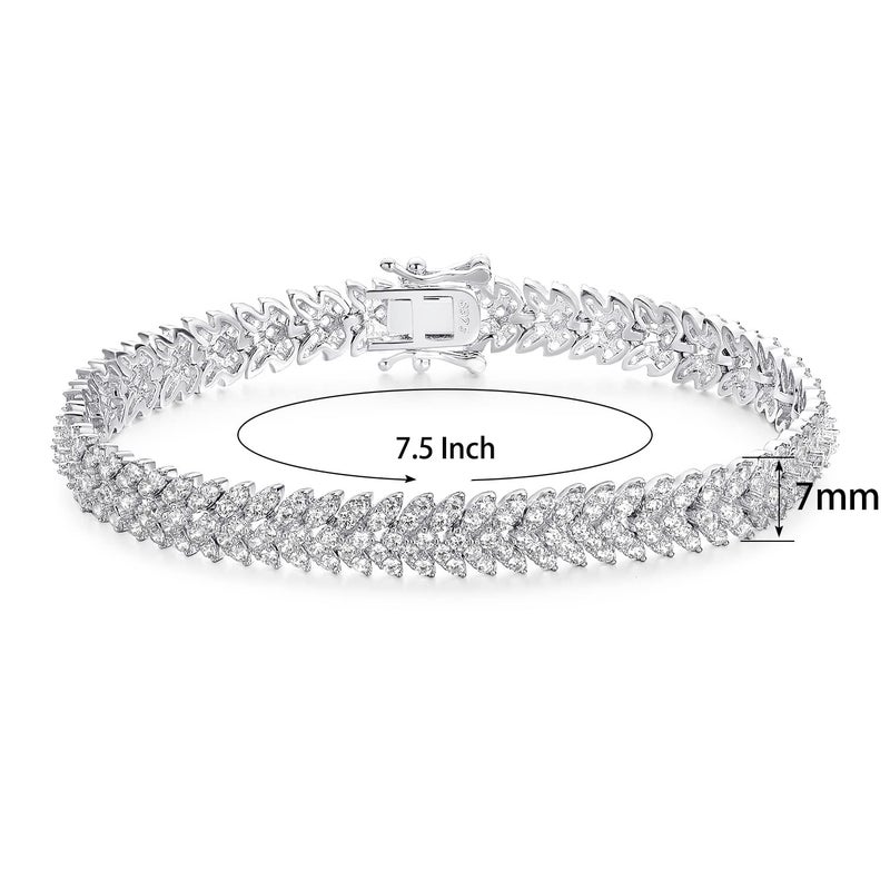 Gemsme Classic Tennis Bracelet for Women 18K White Gold Plated Hypoallergenic 5A+ Cubic Zirconia Bracelets for Wedding Party 7.5 Inch - Image 2