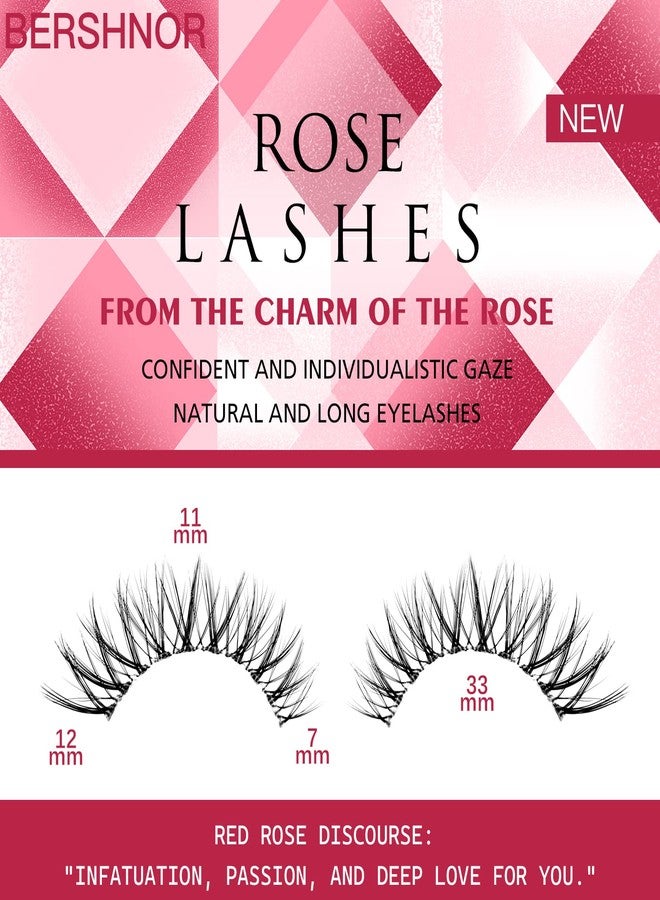 Bershnor False Lashes 3D Cat-Eye Volume Eyelashes Clear Band Lashes Natural Look Faux Mink Invisible Strip Wispy Fake Lashes 10 Pairs - Image 4