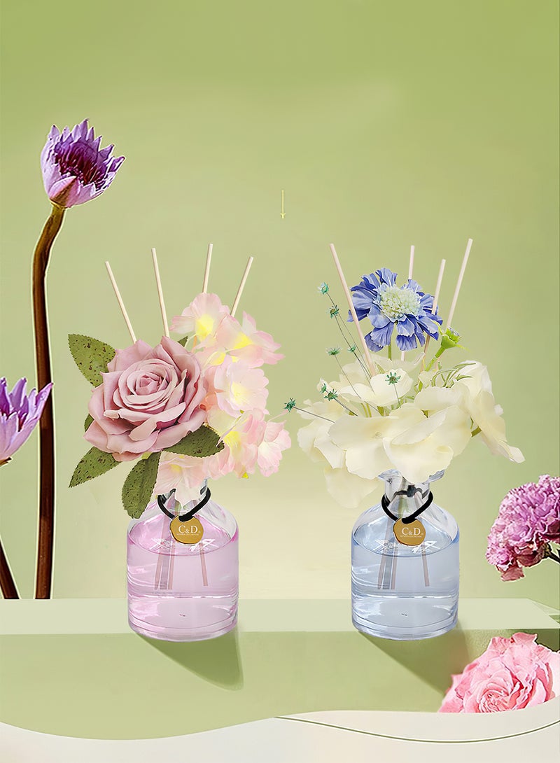 C&D Flower Reed Diffuser Set, Premium Elegant Long Lasting Natural Scented Diffuser with Natural Plant Extracts, Scented Gift Set for Bedroom Bathroom Home Decor Office 100ml (English Pear & Freesia)  - Image 4