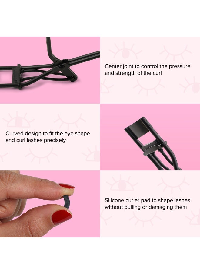 FOREVER52 Small Eyelash Curler with Curved Design and Silicone Pad, Black BLACK - Image 5