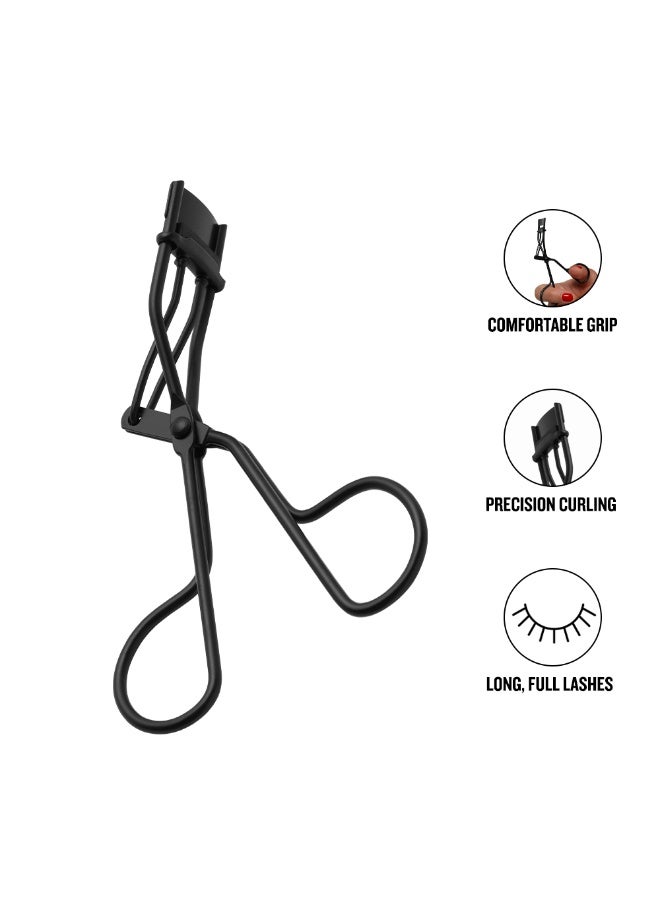 FOREVER52 Small Eyelash Curler with Curved Design and Silicone Pad, Black BLACK - Image 1