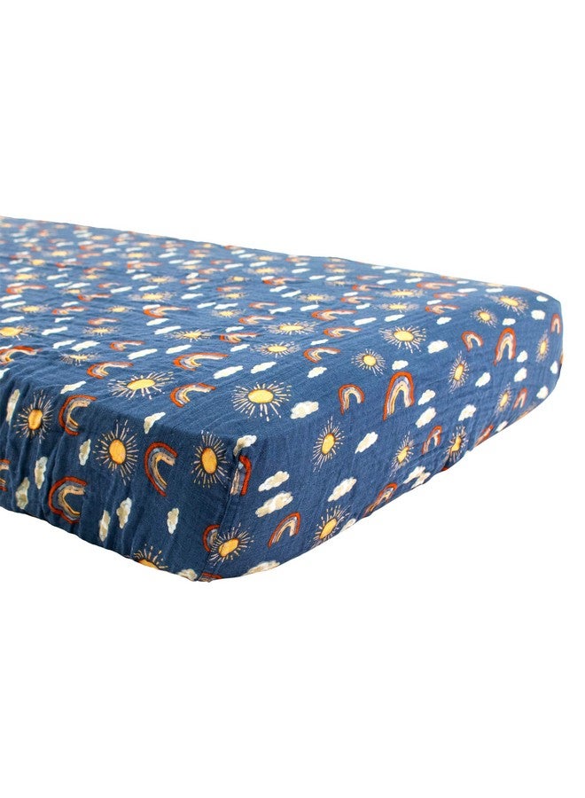 Bebe au Lait Bebe au Lait Classic Muslin Crib Sheet, 100% Cotton Muslin, Fits Standard Crib Mattress - Hello Sunshine - Image 1