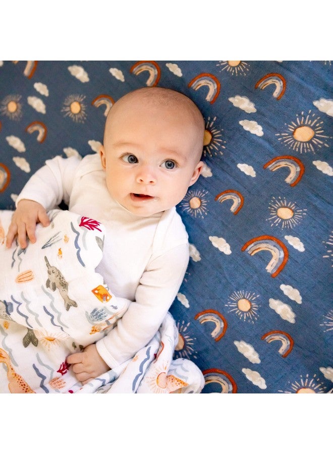 Bebe au Lait Bebe au Lait Classic Muslin Crib Sheet, 100% Cotton Muslin, Fits Standard Crib Mattress - Hello Sunshine - Image 2