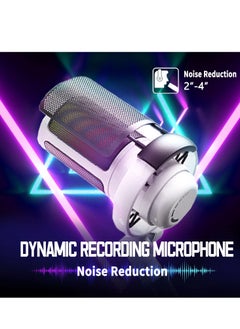 XiuWoo USB Microphone for PC, Condenser Microphone with Touch Mute, RGB Lighting, Gaming Mic for PS4/ PS5/ Mac/Phone, Gain knob and Monitoring Jack for Streaming, Podcasting, with Desktop Stand, White  - Image 5