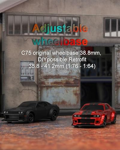 SVERTIBO Turbo Racing 176 Scale RC Sport Car Table Racing 24GHZ Remote Control Mini Model Car with Full Proportional RTR for Adults Toys C75Black - Image 5