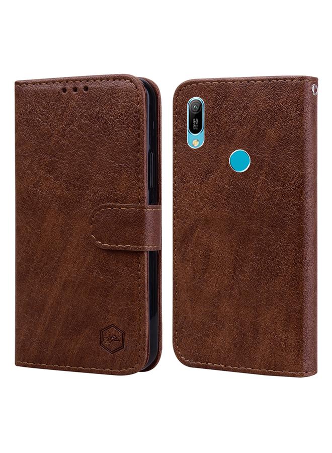 اس-توب جراب لهاتف Huawei Y6 2019، مصنوع من جلد البولي يوريثان الحراري وملمس زيتي - Image 1