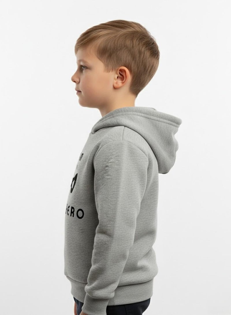 babyqlo Boys Grey Superhero Quote Winter Fleece Hoodie - Image 3