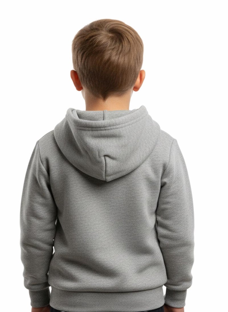 babyqlo Boys Grey Superhero Quote Winter Fleece Hoodie - Image 2