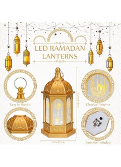 YOUGE 2 PCS Ramadan Candle Lantern,Led Eid Mubarak Lantern Ramadan Mubarak Lanterns Decorative Moon Star Ramadan Kareem Lights Led Vintage Decorative Hanging Lantern for Home Party Decor  - Image 2