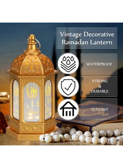 YOUGE 2 PCS Ramadan Candle Lantern,Led Eid Mubarak Lantern Ramadan Mubarak Lanterns Decorative Moon Star Ramadan Kareem Lights Led Vintage Decorative Hanging Lantern for Home Party Decor  - Image 4