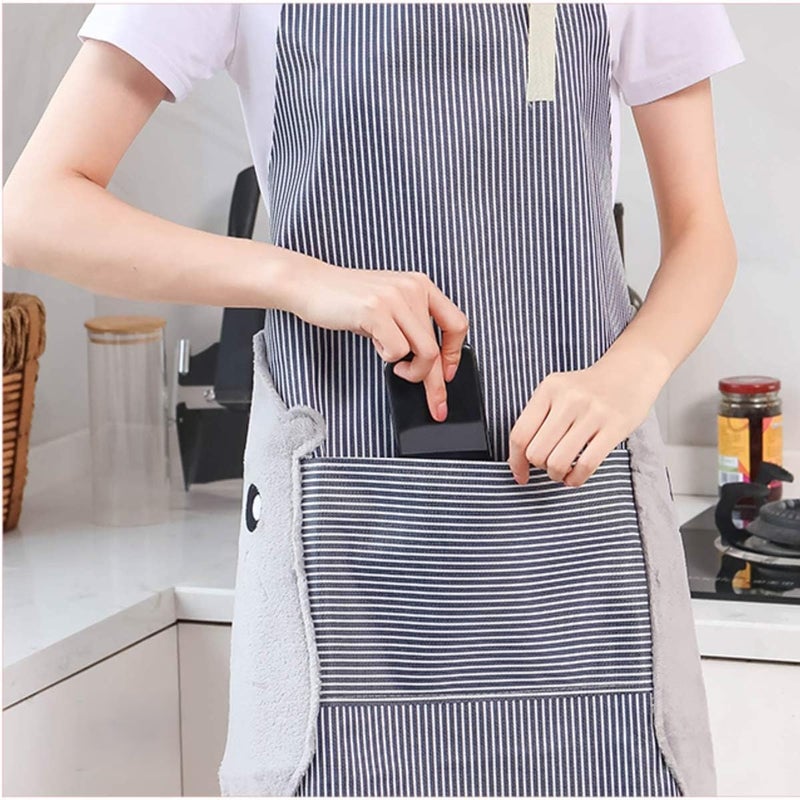 DARKFISH DARKFISH Cooking Apron Adjustable Waterproof Chef Apron with Pocket and 2 Side Coral Velvet Towels for Hands Wiping Quilt for Home Kitchen Grill Restaurant Multy Color  - Image 3