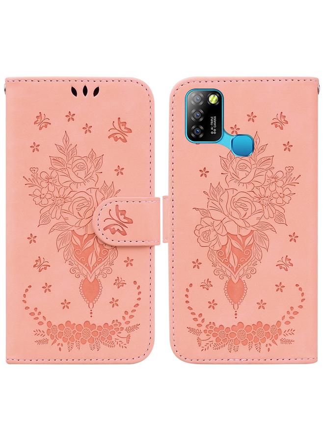 Zaboon Case For Infinix Smart 5 X657 / Hot 10 Lite Butterfly Rose Embossed Leather Phone Case - Image 1