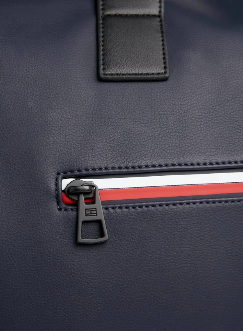 TOMMY HILFIGER Men's Essential Duffle Weekender Bag - faux leather, Blue