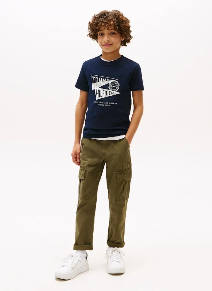 TOMMY HILFIGER Kids Graphic Print Crew Neck T-Shirt