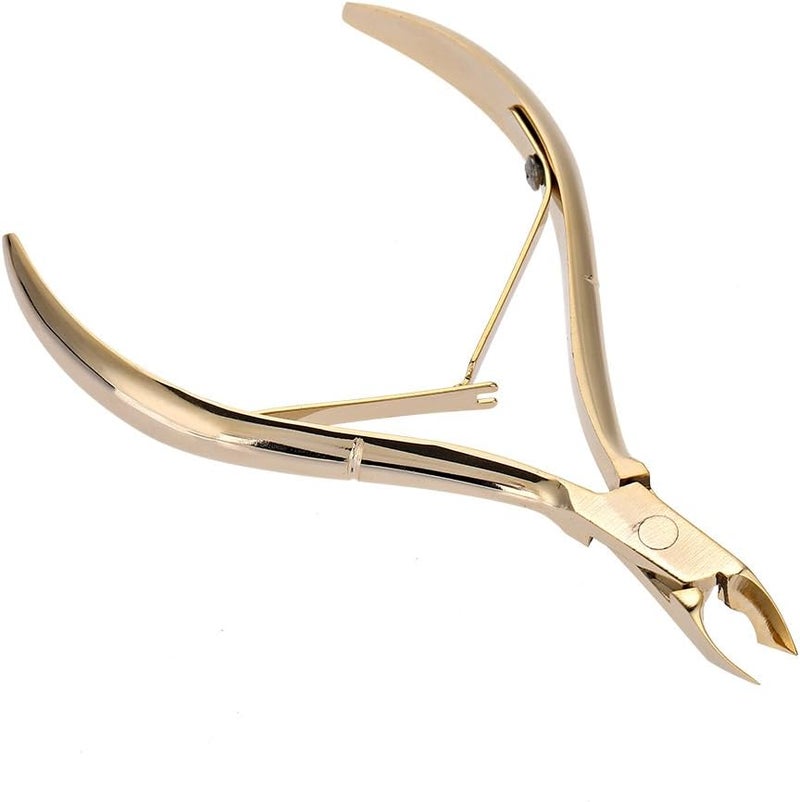 Sonew Stainless Steel Cuticle Nipper, Gold Nail Pliers Clipper with Double Springs Handle Sharp Cuticles Pushers Remover Scissors