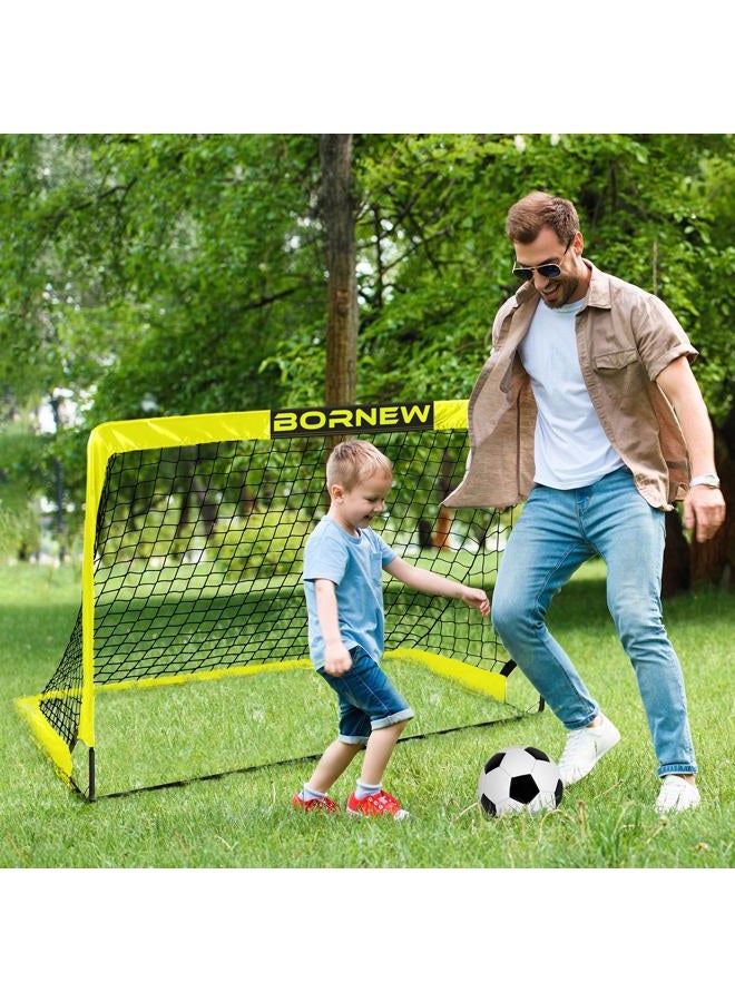 BORNEW Kids Soccer Goal for Backyard Set - 2 Toddler Soccer Nets Training Equipment, Soccer Ball, Pop Up Portable Soccer Set for Kids and Youth Games and Training Goals - Size 4' x 3',Orange - Image 5
