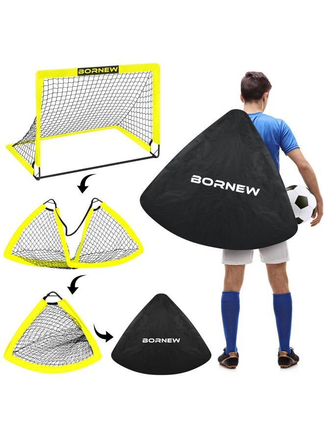 BORNEW Kids Soccer Goal for Backyard Set - 2 Toddler Soccer Nets Training Equipment, Soccer Ball, Pop Up Portable Soccer Set for Kids and Youth Games and Training Goals - Size 4' x 3',Orange - Image 4