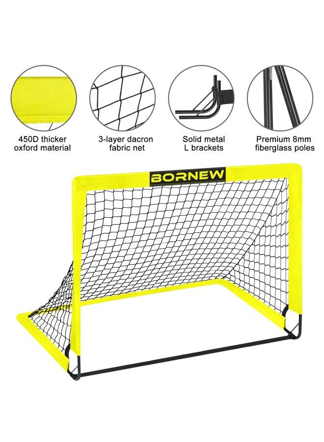 BORNEW Kids Soccer Goal for Backyard Set - 2 Toddler Soccer Nets Training Equipment, Soccer Ball, Pop Up Portable Soccer Set for Kids and Youth Games and Training Goals - Size 4' x 3',Orange - Image 3