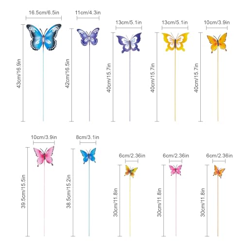 hogardeck Garden Decor for Outside, Set of 10 Metal Butterfly Decorative Garden Stakes for Spring Decor, Yard Art Garden Decorations for Outdoor Lawn Pathway Patio - Image 3