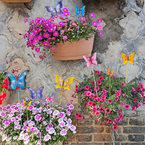 hogardeck Garden Decor for Outside, Set of 10 Metal Butterfly Decorative Garden Stakes for Spring Decor, Yard Art Garden Decorations for Outdoor Lawn Pathway Patio - Image 2