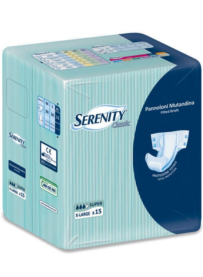 SERENITY Adult Diapers Classic Fitted Briefs X-Large-15's - Image 1