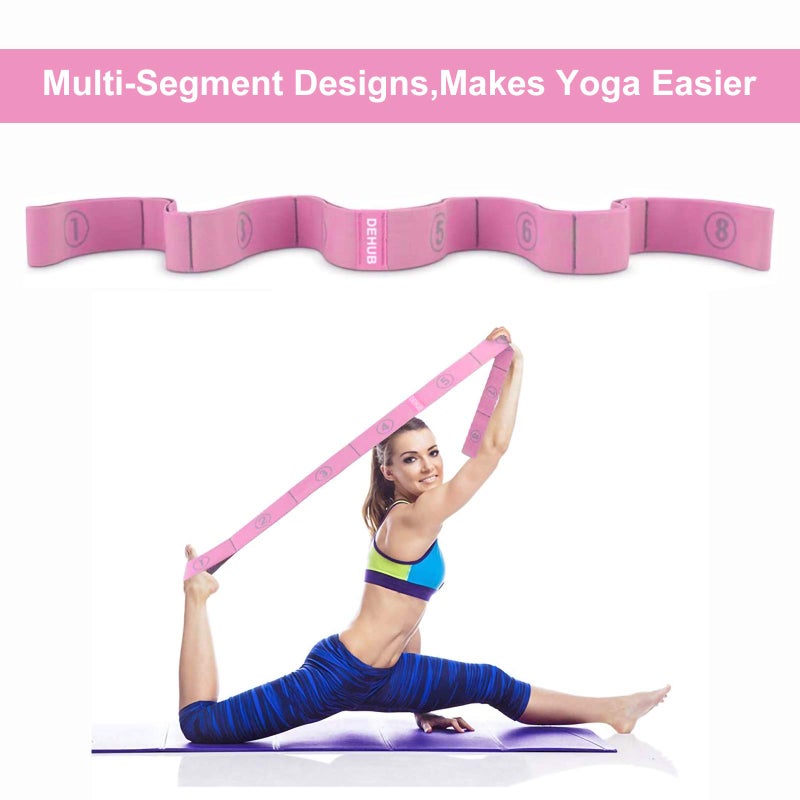 DEHUB Stretch Strap, Elastic Yoga Stretching Strap, Multi-Loop for Physical Therapy, Pilates, Yoga, Dance & Gymnastics Exercise and Flexible Pilates Stretch Band - Image 2