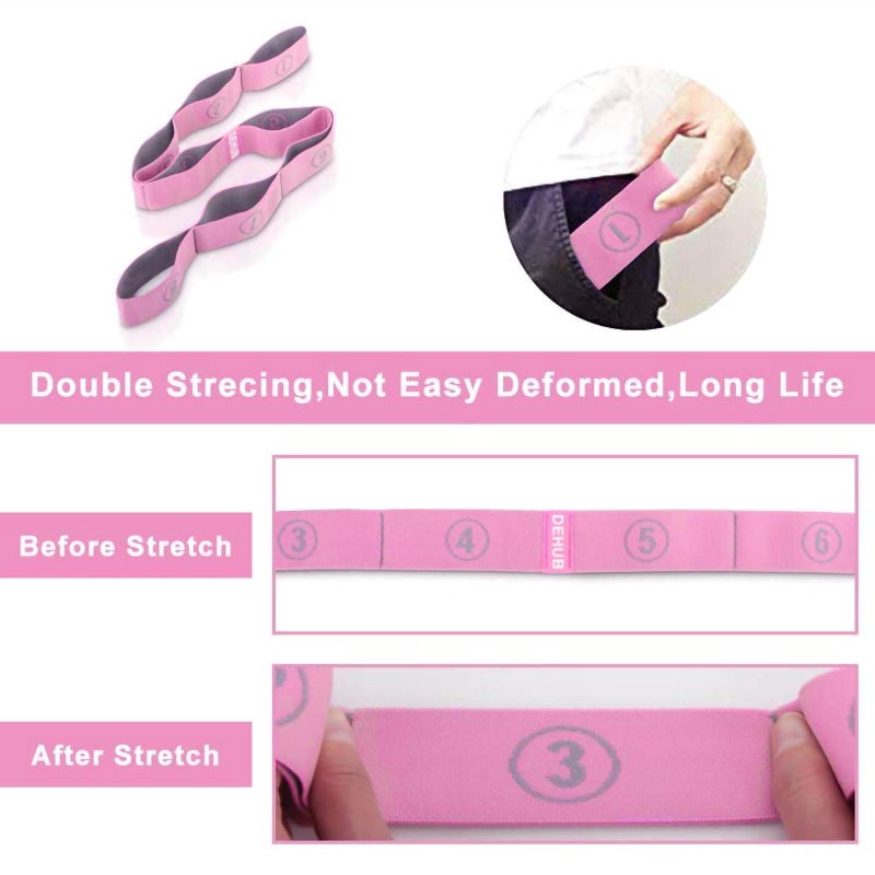DEHUB Stretch Strap, Elastic Yoga Stretching Strap, Multi-Loop for Physical Therapy, Pilates, Yoga, Dance & Gymnastics Exercise and Flexible Pilates Stretch Band - Image 5