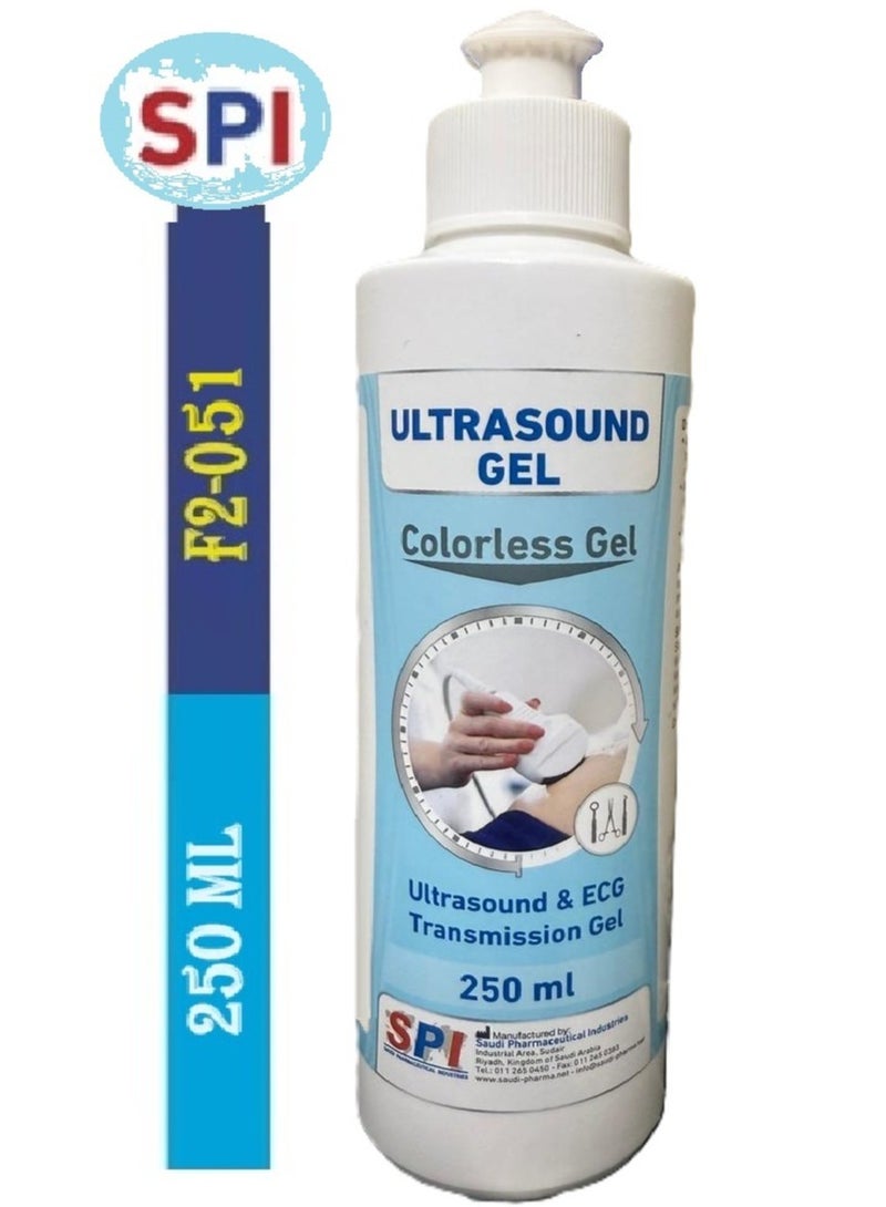 إس بي أي الترا ساوند جل الموجات الصوتية الباكتيريوستاتيك ناقل حركة عالي اللزوجة  ومضاد للجراثيم لأجهزة الموجات فوق الصوتية والدوبلر والشاشات أنبوب 250 مل ( شفاف عديم اللون ) - Image 1