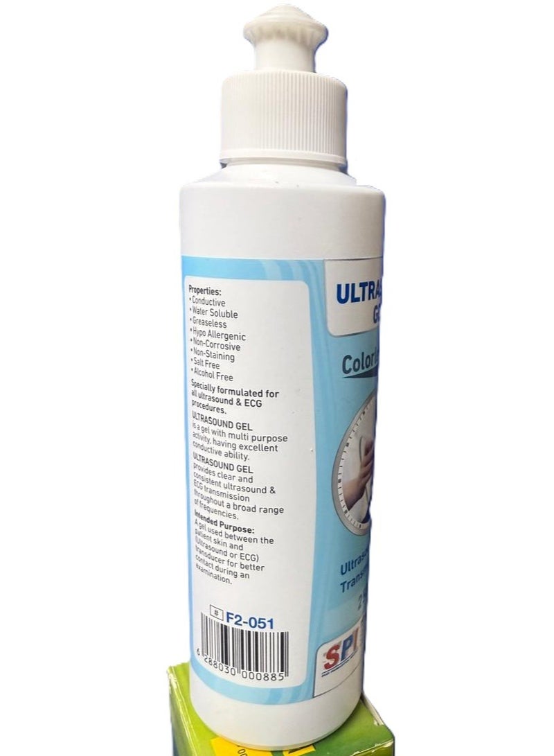 إس بي أي الترا ساوند جل الموجات الصوتية الباكتيريوستاتيك ناقل حركة عالي اللزوجة  ومضاد للجراثيم لأجهزة الموجات فوق الصوتية والدوبلر والشاشات أنبوب 250 مل ( شفاف عديم اللون ) - Image 2