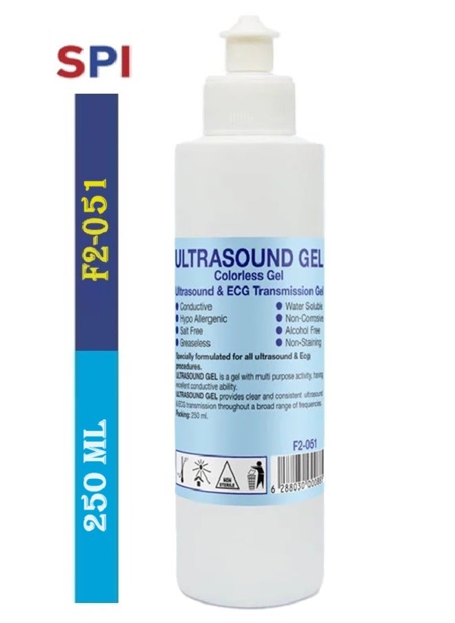 SPI Acoustic Wave Gel Bacteriostatic for Ultrasound and Doppler Machines and Monitors Tube 250 ml ( Colorless)  - Image 1