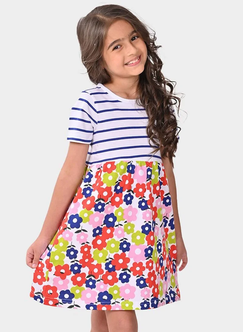 Bonkids Floral Striped Dress