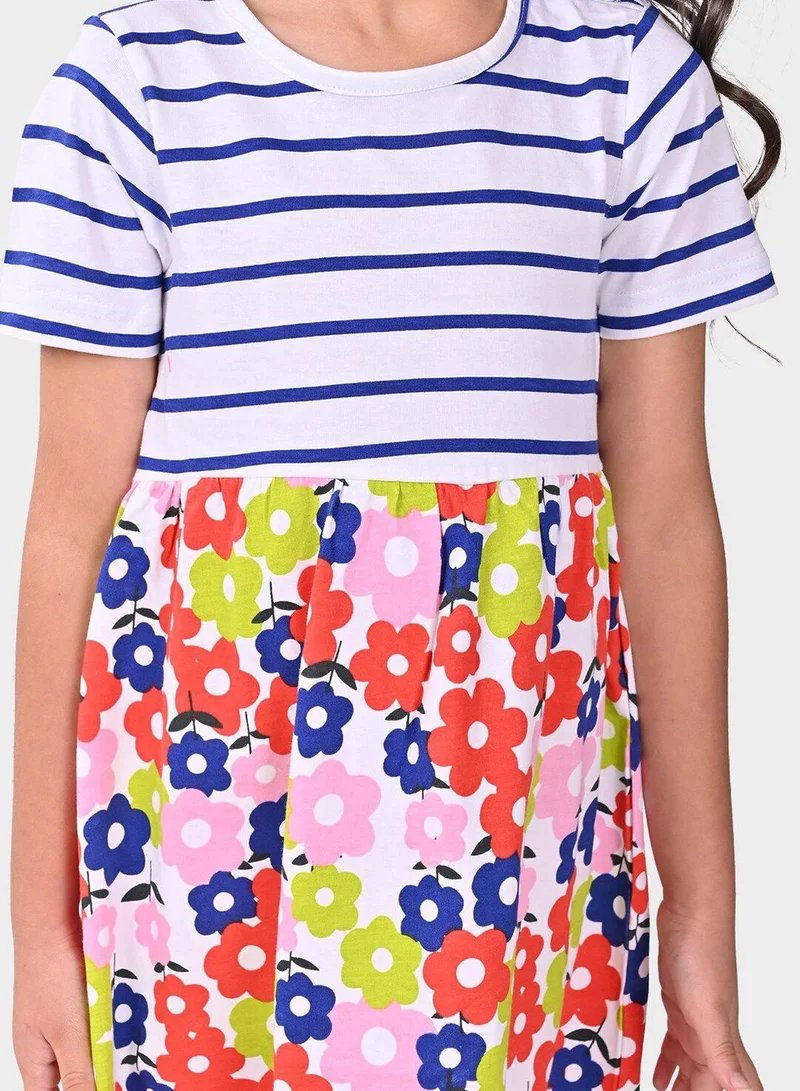 Bonkids Floral Striped Dress