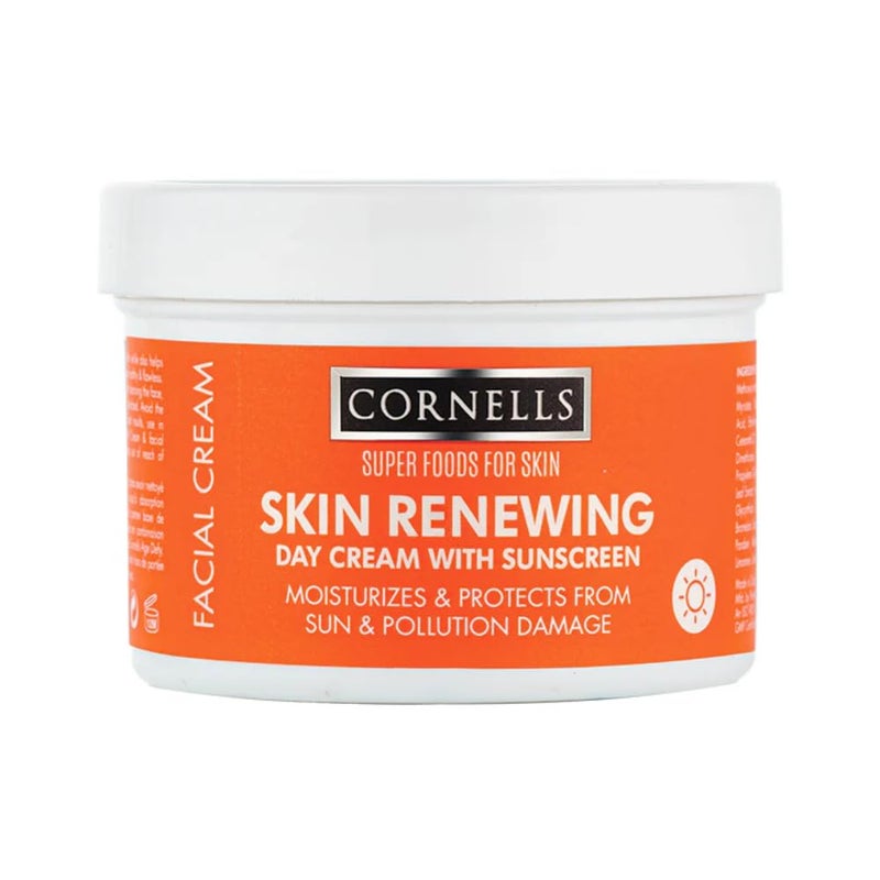 Cornells Wellness Super Foods For Face Care Skin Renewing Day Cream 125g, Moisturizing Cream With Sunscreen, Skin Treatment, Non Greasy, Protects & Nourishes For Healthy Skin, All Skin Types