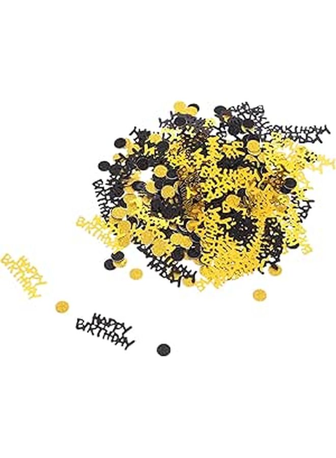 Black Gold Round Glitter Confetti Scatter For Birthday Party Event Decor - Image 1