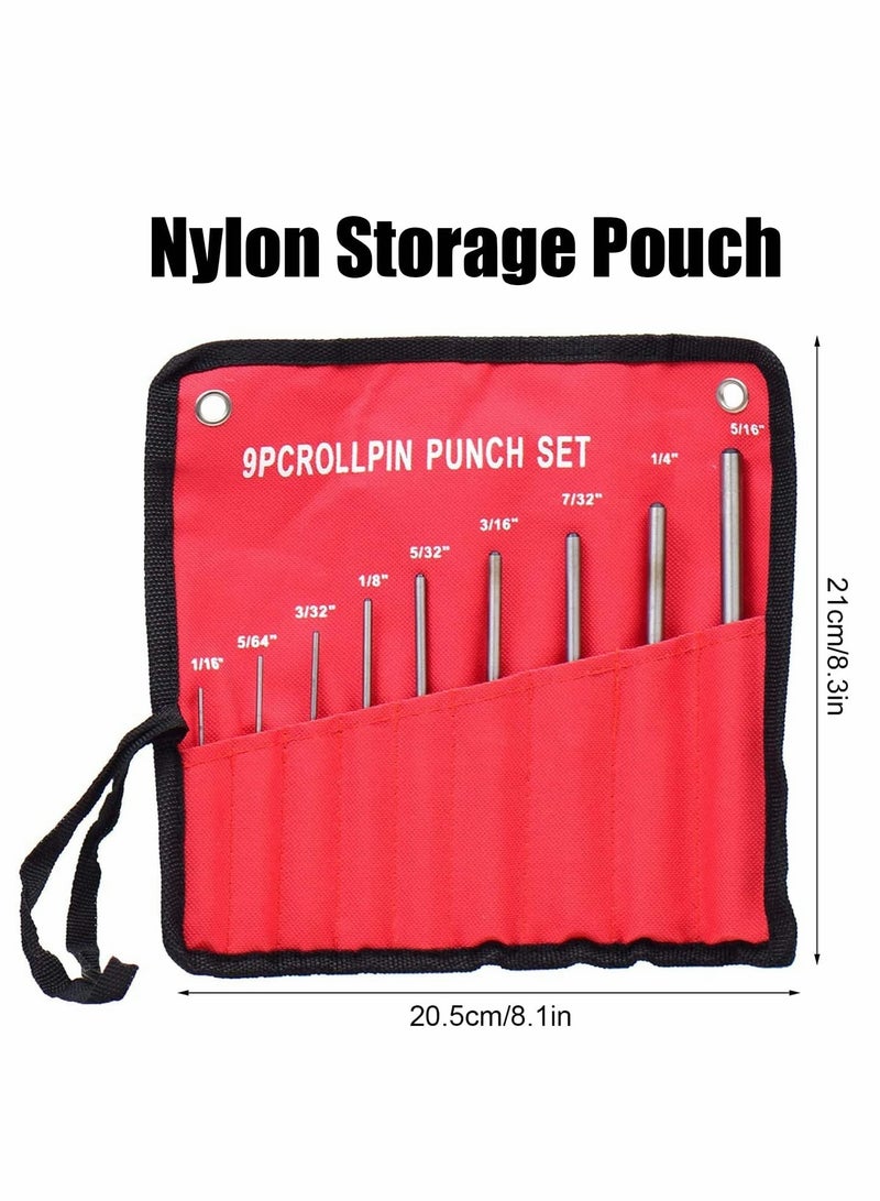 KASTWAVE Roll Pin Punch Set, 9 Pcs Center Punch Set with Storage Pouch, 40CR Steel Removing Repair Tool Metal Pin Punch - Image 5