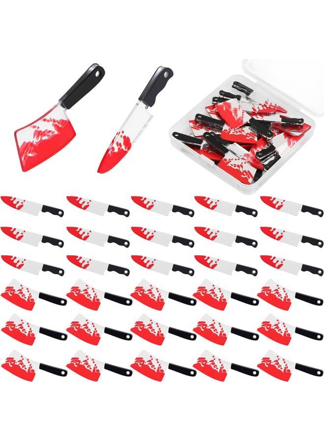 CCOZN 32 Pcs Fake Knife Charms, Halloween Pendant Mini Plastic Fake Knives Beads for Women DIY Jewelry Making Crafting Halloween Charms with Box, 2 Styles - Image 1