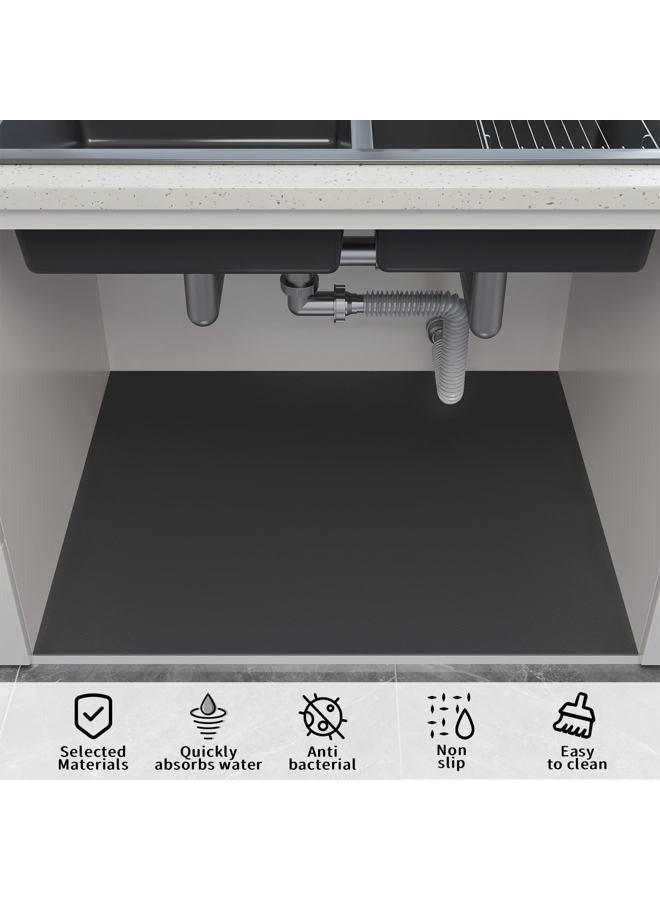 BANEBOR Under Sink Mats-20" x 16" (Cut-to-Fit) Absorbent Shelf Liner for Kitchen&Bathroom Cabinets | Non-Slip, Quick-Dry Cabinet Liner for Under Sink, Vanity & Utility Storage (Grey,20''x16'') - Image 4