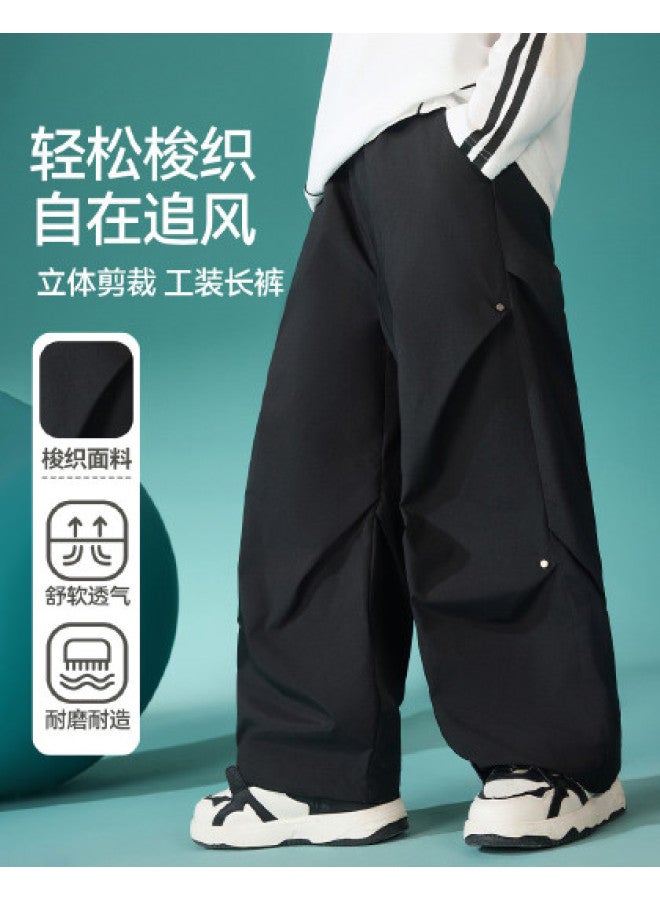ASK JUNIOR Children's Pants Autumn Boys Straight Leg Cargo Pants Long Pants Rivet Running Sport Casual Pants Teenagers - Image 1
