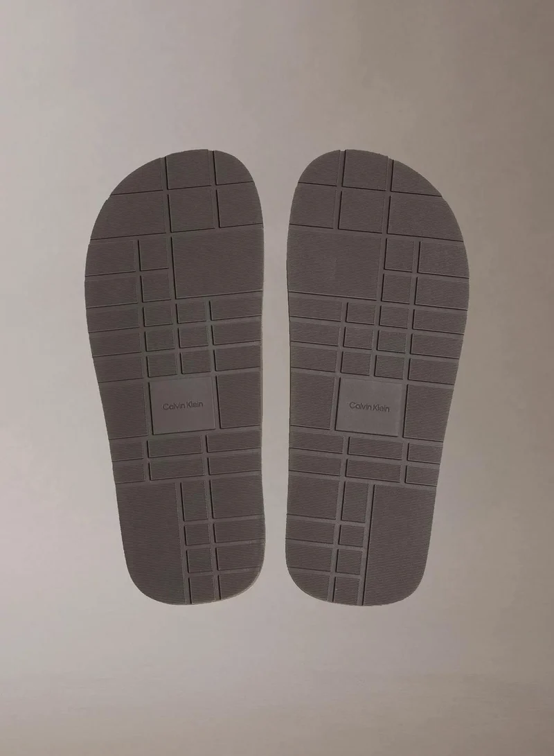 Calvin Klein Oatmeal/Turkish Coffee Leonidas - Logo Webbing Sandals for Men | Best Price UAE