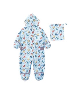 Fewlby Kids Toddler Rain Suit for Boys Girls One Piece Hoodie Zipper Cartoon Waterproof Coverall Rain Jacket 1-3 Years S Size  - Image 3