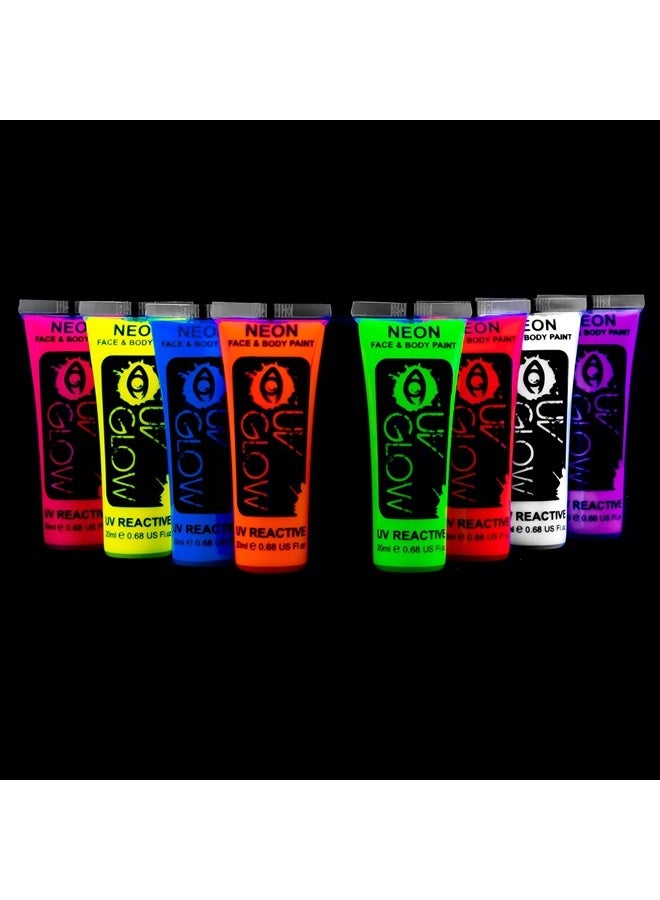 UV Glow Blacklight Face and Body Paint 0.68oz - Set of 8 Tubes - Neon Fluorescent - Image 1