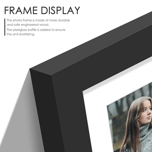 DUENPY 8x10 Double Picture Frame White Mat For Displaying Two 4x6 Pictures, Photo Frame for Wall Mounting or Tabletop, Black. - Image 5