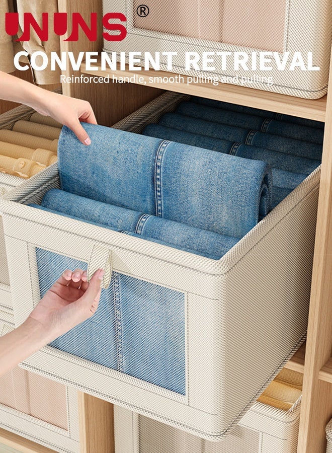 UNUNS 5 Pack Wardrobe Clothes Organizer,Muti-Size Small, Medium,Large,Extra Large,Super Large Closet Fabric Storage Bins Storage Bins and Support Boards,Beige - Image 4