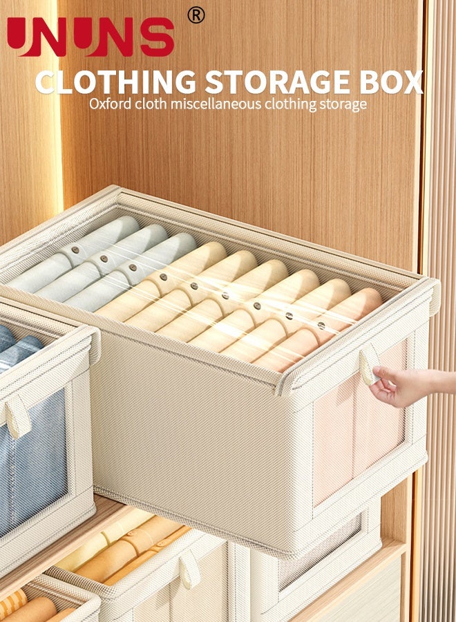 UNUNS 5 Pack Wardrobe Clothes Organizer,Muti-Size Small, Medium,Large,Extra Large,Super Large Closet Fabric Storage Bins Storage Bins and Support Boards,Beige - Image 2