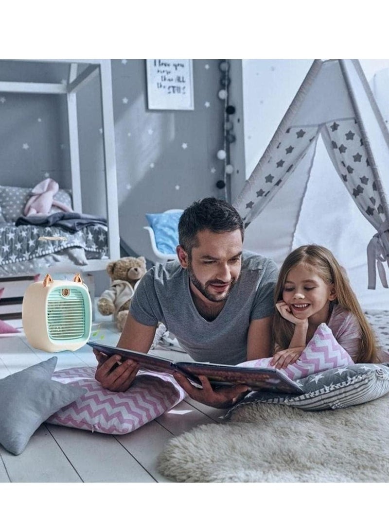 مروحة تبريد رذاذ محمولة، مكيف هواء صغير، مروحة تبريد سريعة لرذاذ سطح المكتب مع مبرد هواء تبخيري متعدد الوظائف مع 3 وظائف تبديل للتحكم في غرفة المكتب باللون الأبيض - Image 5
