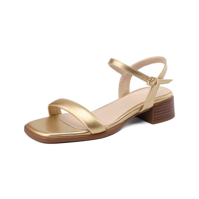 2024 Low Heel College Style 33-43 Size Square Head Breathable Open Toe Women'S Sandals - Image 1