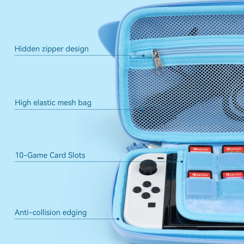 Geekshare Shark Carry Case Compatible with Switch/Switch OLED - Portable Hardshell Slim Travel Carrying Case fit Switch Console & Game Accessories -- Shark - Image 2