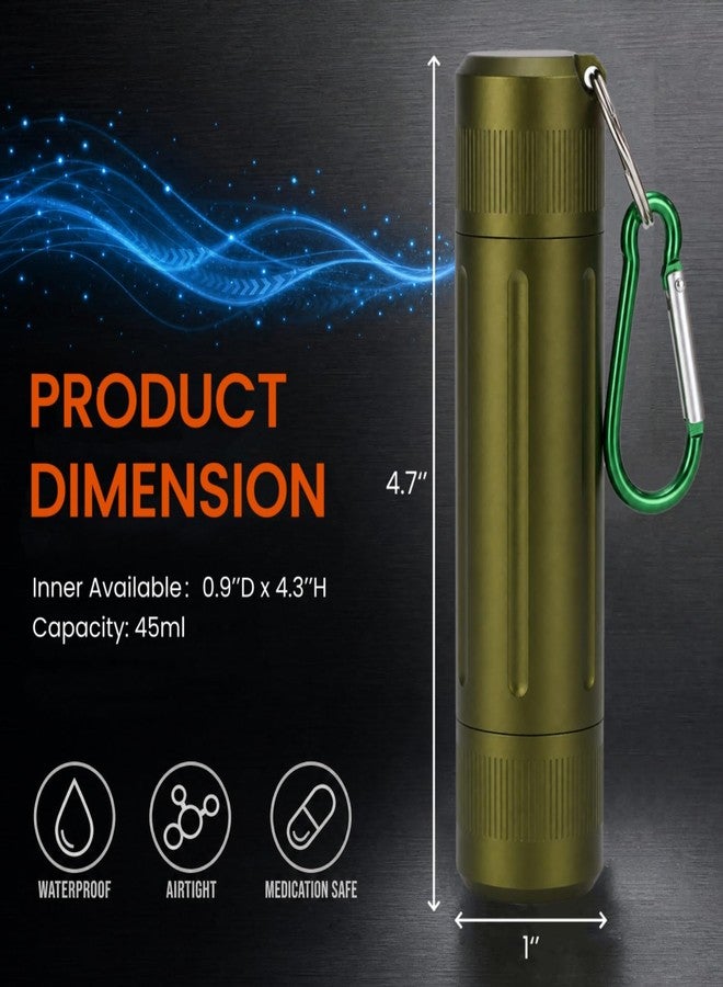 Nagpew Waterproof Pill Container, Airtight Metal Tube Storage with Dual-Opening Lids, Hooks, Aluminium Smell Proof Keychain Spice Bottle Portable Case for Camp, Travel, Outdoor - Image 2