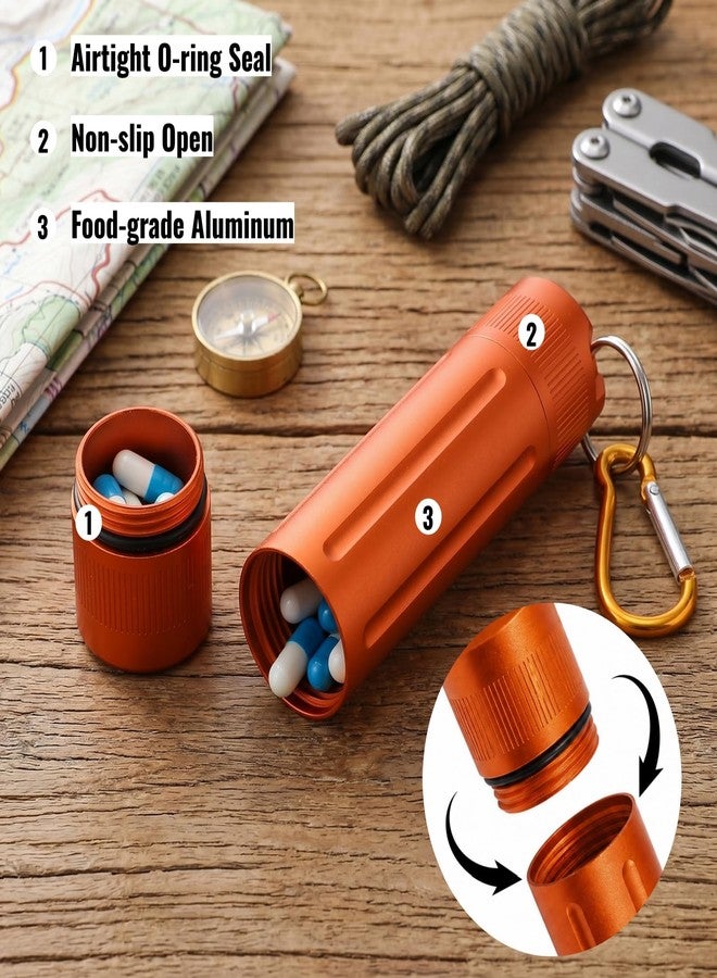 Nagpew Waterproof Pill Container, Airtight Metal Tube Storage with Dual-Opening Lids, Hooks, Aluminium Smell Proof Keychain Spice Bottle Portable Case for Camp, Travel, Outdoor - Image 3