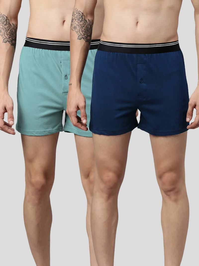 Joven Men Solid Pure Cotton Boxers Pack Of 2